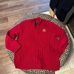 XL Lauren Ralph Lauren Quarter Zip Read Cableknit Sweater Crown Polo Logo